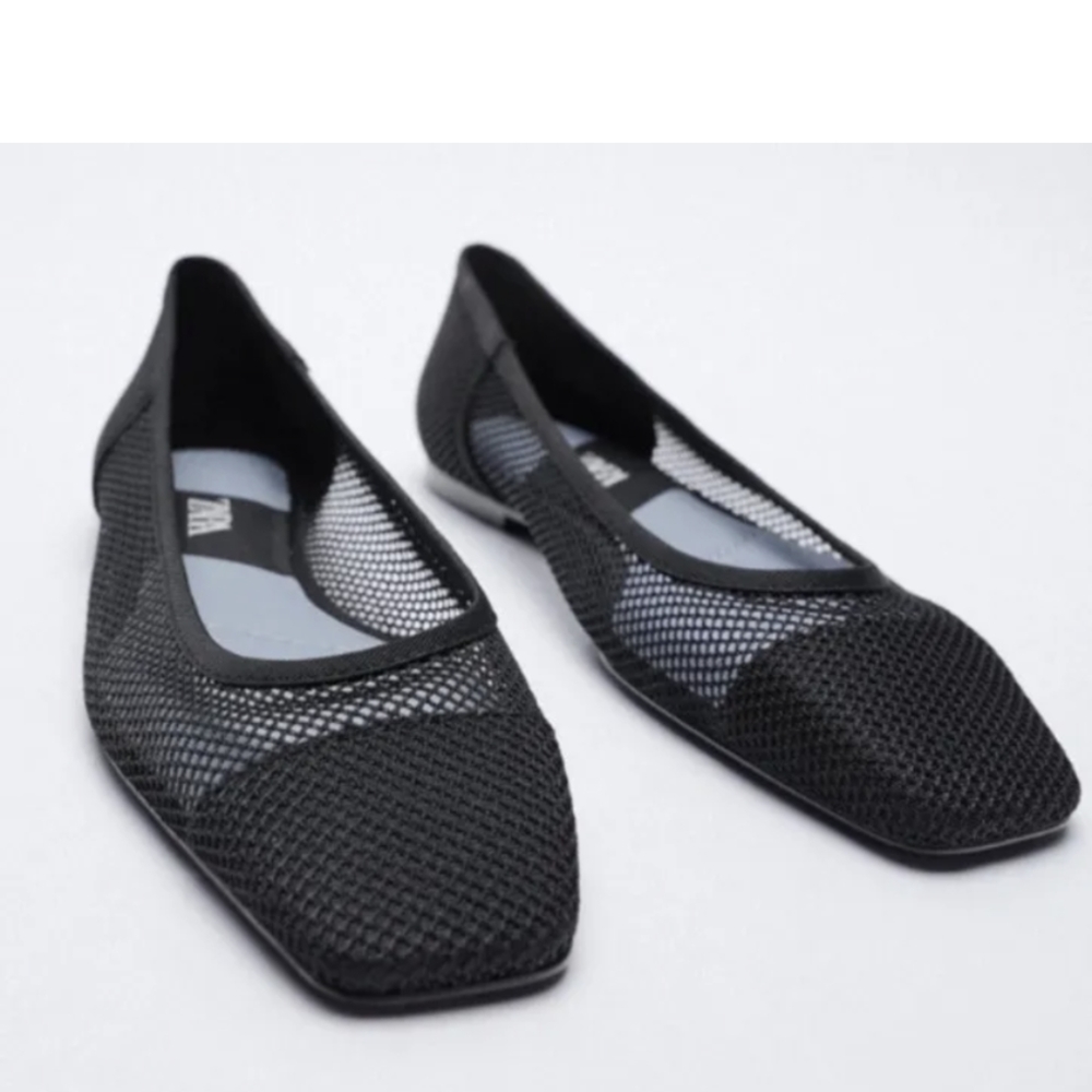 Zara square toe, mesh, ballet flat